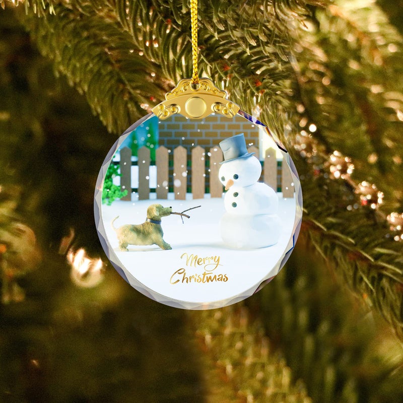 YouerCrystal Christmas Hanging Ornament 2024  Snowman Christmas Ornament Dog Shiny Decor Ornament Decoration for Christmas Tree  Crystal Home Decor Xmas Gifts (Dog and Snowman) - Image 5